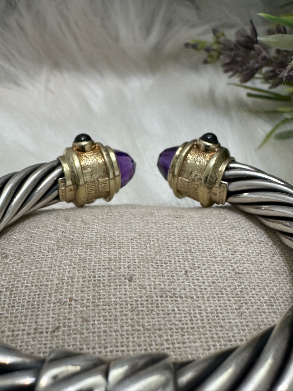 David Yurman 10mm Renaissance Amethyst Pink Tourmaline Emerald Cable Bracelet - Picture 8 of 16